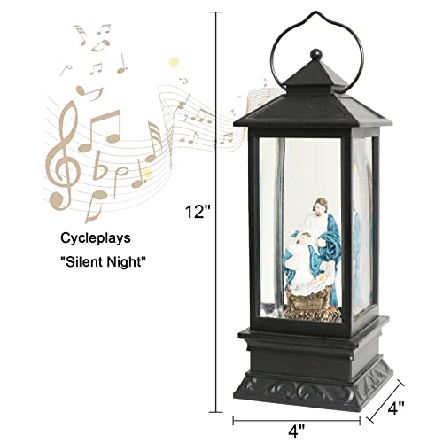 Image of Eldnacele Jesus Singing Snow Globe Lantern with 6 Hour Timer | Battery Operated USB Powered, Spinning Water Swirling Glitter Snow Globe Lamp, Holiday Indoor Decoration Christmas Gift