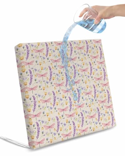 2 Pack Purple Floral Waterproof Cushion Covers with Ties, Outdoor Patio Chaise Lounge Chair Seat Cushion Slip Covers Replacement(Only Cover) Pastoral Dragonfly Retro Plants 22