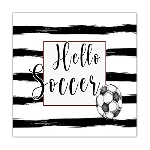 Panneau en bois Hello Soccer le cadeau ideal de 40 cm pour un fan de sport et de deco rustique