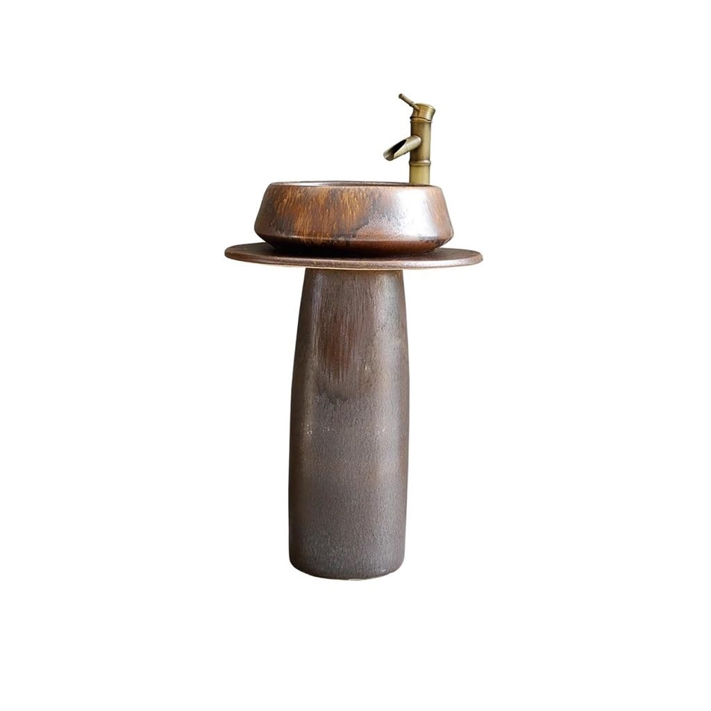 Kunyos A Bathroom Sink Pedestal Sink Wash Basin, Home Retro Bathroom Wash Basin Suitable For Courtyard Nd Indoor Bathroom Vanity
