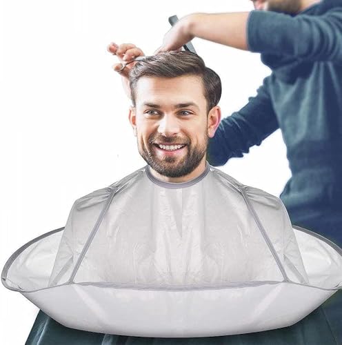 Image of Portable & Easy Clean Hair Catcher Bib for Home Haircuts and Shaving, Adjustable Anti-Static Hairdressing Cape with Clear Rim, Perfect for Mess-Free Beard Trimming and Hair Styling
