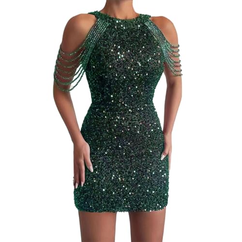 Robe femme élégante à paillettes style licou chic