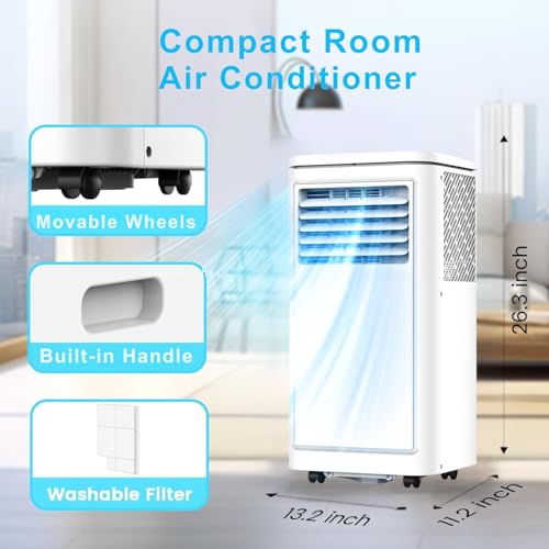 Image of Electactic 8000 BTUs Portable Air Conditioners for Room up to 350 Sq. Ft, Portable AC Unit with Cool /Fan /Dry /Sleep Mode, 24H Timer, Remote Control, Window Kit, for Bedroom