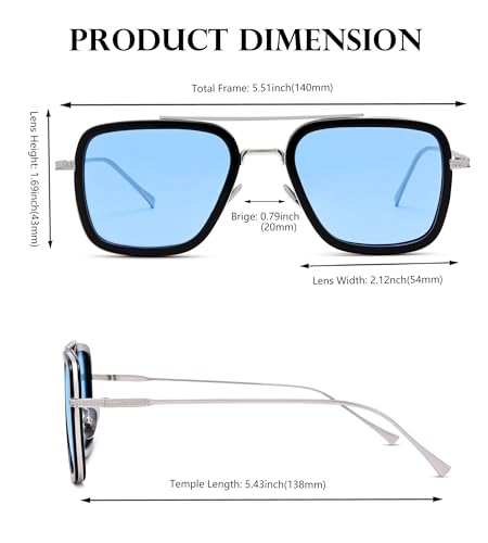 Tony Stark Polarized Sunglasses for Men – Women Vintage Aviator Square Metal Frame Iron Man Edith Glasses4