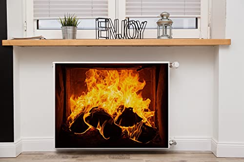 Cache radiateur aimanté 80x60 cm motif feu pour masquer un chauffage usé - 3