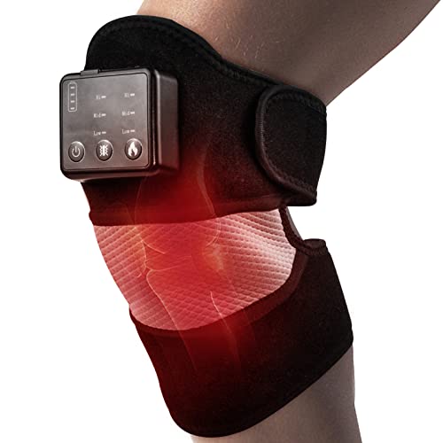 GINEKOO Masajeador de rodilla con calefacción, almohadilla térmica de rodilla con masaje en aliviar dolor de rodilla y hombro, rodillera calentada, envoltura de rodilla en Artritis, menisco desgarrado