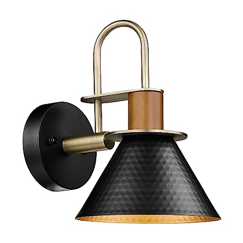 Black Wall Sconce, HWH Industrial Indoor Sconce Light Fixture, Single