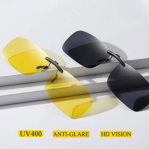 Image of Polarized Clip-on Sunglasses Anti Glare UV400 Non-flip Clip-on Sunglasses over Prescription Glasses for Men Women