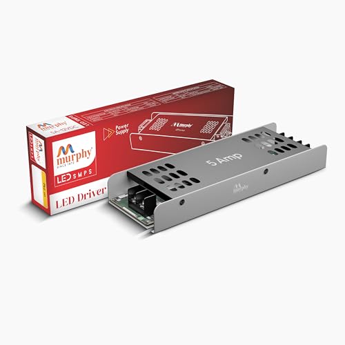 Image of Murphy 5A 12V DC LED Driver (SMPS) | Constant Voltage Power Supply for Indoor LED Strip Lights | Aluminium Body | BIS Approved | Pack of 1 (1-Year Warranty)