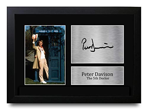 Foto de autógrafo de Peter Davison de Dr Who enmarcado A4, póster de coleccionista para fans de TV