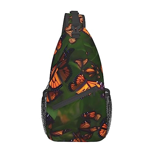 Sac à dos à bandoulière imprimé papillon léger pour voyager léger