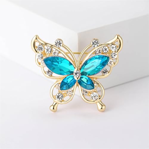 Image of coadipress Butterfly Brooch Pins Chic Romantic Elegant Rhinestone Crystal Insect Brooch Pin Women Corsage Scarf Shawl Clothing Accessories Wedding Party Banquet