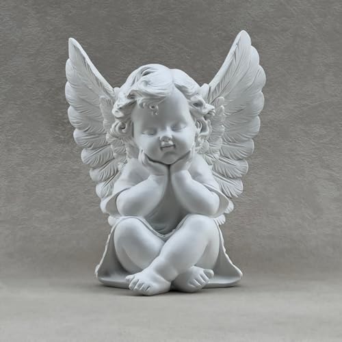 Figura Decorativa Ángel Blanco Resina 4.05x3.62x4.88 in miniatura 4