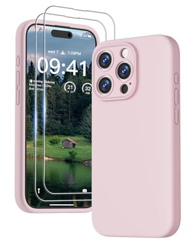Image of GOODVISH 3-in-1 Silicone Case for iPhone 15 Pro Max, with 2 Screen Protectors, Upgraded Camera Protection, Soft Microfibre Lining Mobile Phone Case, Scratch-Resistant, Shockproof Protective Case for
