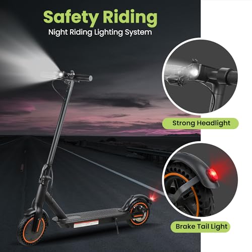 E-Scooter 500W Peak Motor,19MPH/19-28mi Range, 8.5" Puncture-Proof Tires. Shock Absorbing & Foldable. Cruise Control + LED Display. Lightweight Commuter for Teens/Adults.