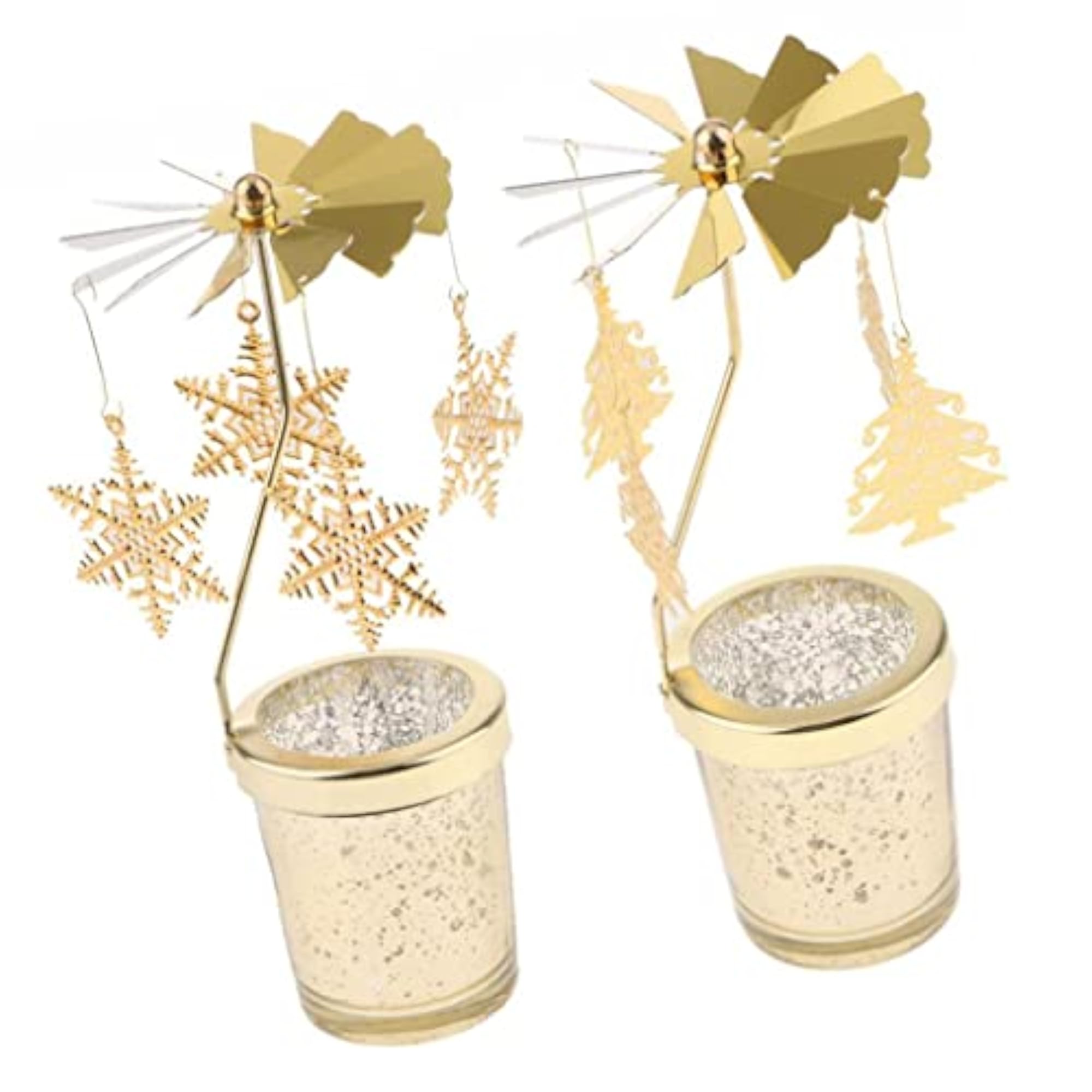 2PCS Christmas Rotating Candle Tea Light Holder