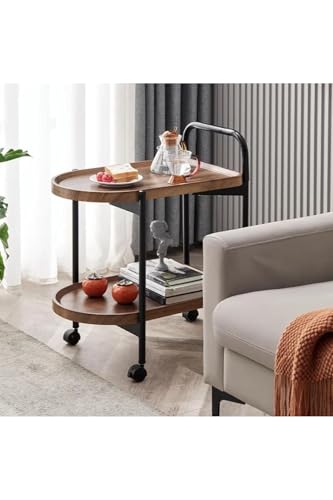 كو أرما عربة تقديم بعجلات خشب بني طبقتين AW16317-1 تصميم فاخر وجودة ممتازة لإضافة لمسة جمالية فريدة تناسب جميع المساحات العصرية