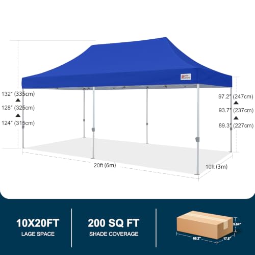 Image of MASTERCANOPY 10x20 Heavy Duty Pop Up Canopy Tent with Roller Bag(Blue)
