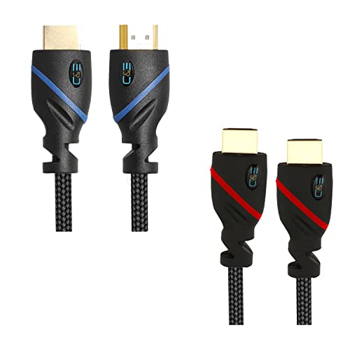 Image of C & E Gold-Plated MESH High-Speed HDMI Cable with ARC (6 Feet) -PACK OF-2 Supports Ethernet 1.4V, 3D, 4K video,1080P, (BLUE /RED)