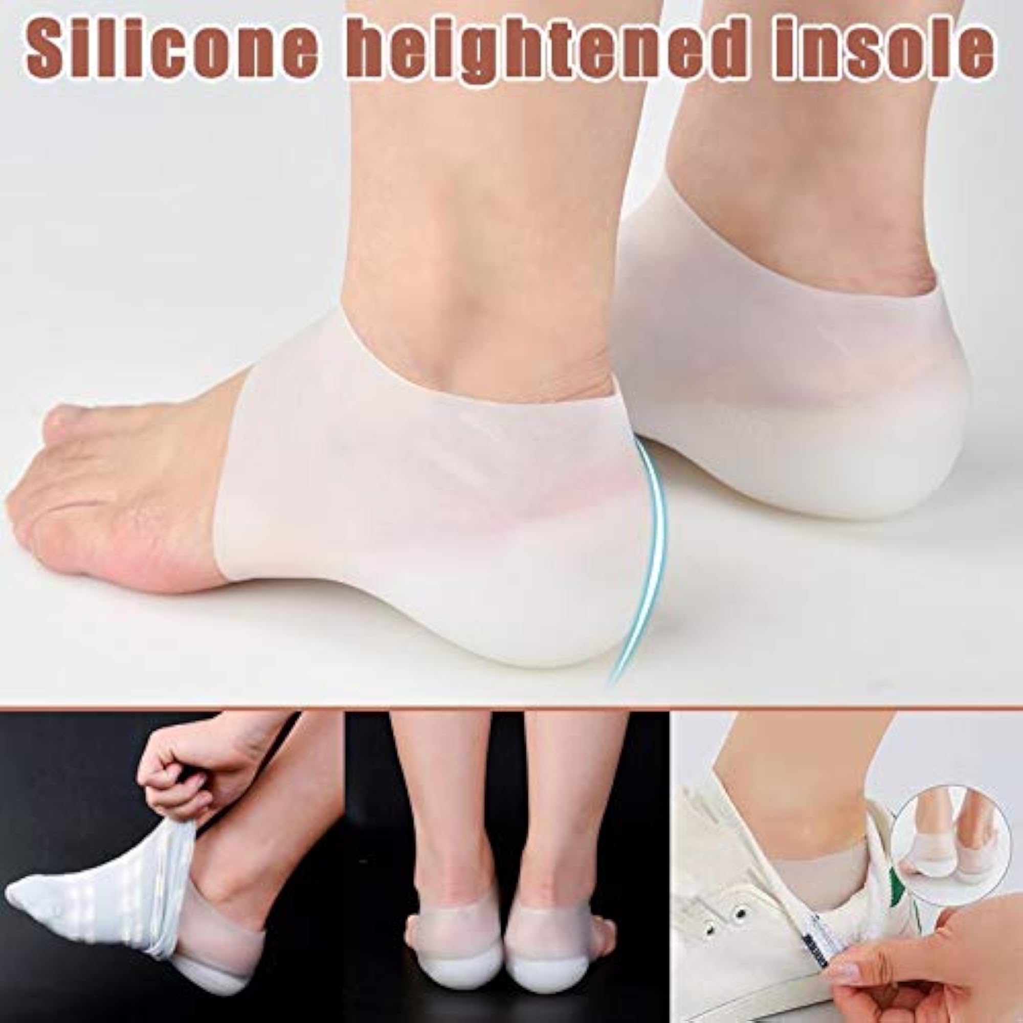 1 Pair Invisible Height Lift Heel Pad Sock Liners