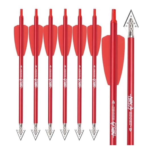 ELONG OUTDOOR 6 Stück Aluminium Armbrust Bolzen Pfeile mit Jagdspitze 7,5" für Ek Archery Adder Cobra System mit 2" Flügeln für Zielbogenschießen Schießen
