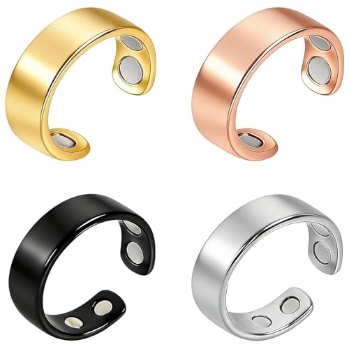 JazRvr 4 Stück Vital Ring, Vitalring, Vitalring Magnet Wechseljahre, Hochwertiger Edelstahl, Verbesserte Schlafqualität, Stresslinderung, Offenes Design, Männer Und Frauen Allgemein