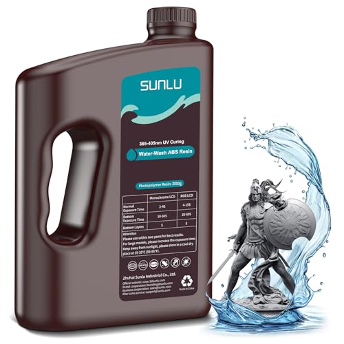 Image of SUNLU 3000g Water-Wash ABS Resin, Combines features of ABSLIKE Resin & Water Washable Resin, Non Brittle, High Precision, Low Shrinkage, Fast Curing 3D Resin for LCD DLP SLA 3D Printers, 3KG Dark Grey