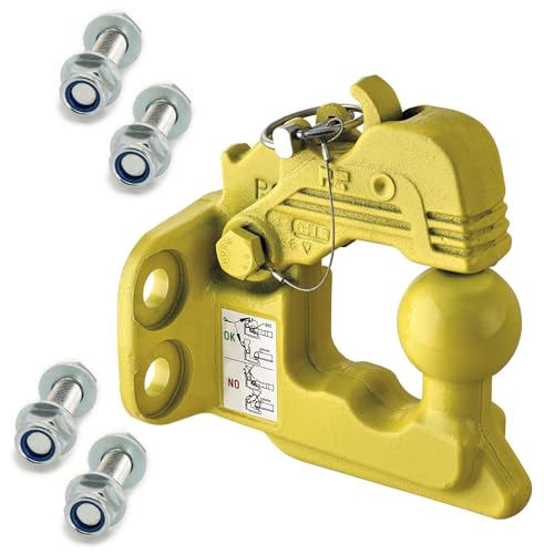 Rebadis Crochet Boule attelage 3500Kg Mixte 4 Trous Jaune, entraxe perçage 83x56mm, Chape D’attelage 3T5 Boule diam 50mm, pour Anneaux 68 ou 76 mm. Livré...