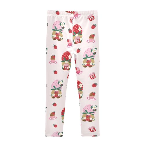 Girls Leggings Cute Pink Strawberry Cake Gnomes Toddler Girls Clothes Leggings for Girls Toddler Girls Leggings 3-4T2