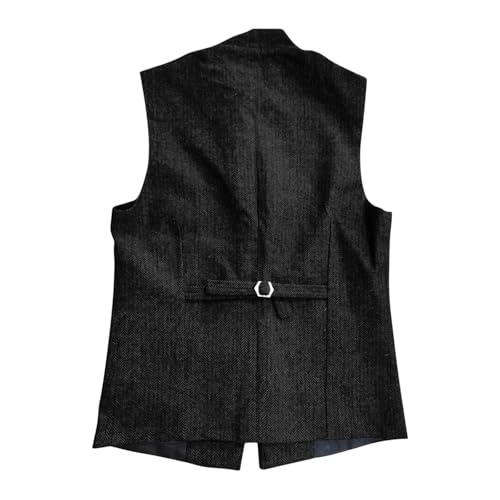 Mens Herringbone Vests Suit Business Wool Tweed Stand Collar Waistcoats Slim Fit Tuxedo Formal Wedding Prom Vest3