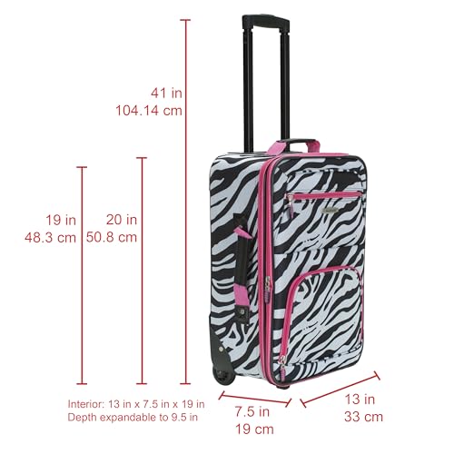 Image of Rockland Fashion Softside Upright Luggage Set, Pink Zebra, 2-Piece (14 /19)