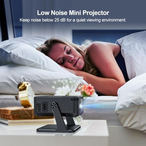 Image of Mini Portable Projector with 4K Support, Android 14, WiFi 6, Bluetooth, Full HD Support, for Movies, Gaming and Outdoor Use