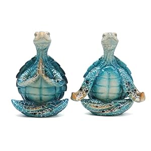 Hodao 2pcs sea turtle yoga figurines decoration summer meditating sea turtle decor spring garden turtle crafts turtle yoga figurines for home office decoration birthday gifts for mom grandmawomen  urban country home decor
