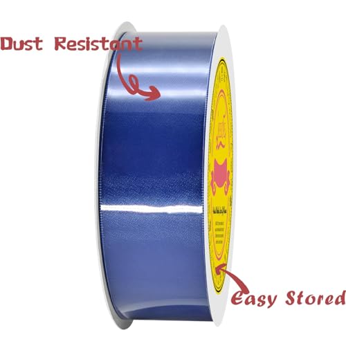 Image of Double Face Cobalt Blue Satin Ribbon 1-1 /2 inch X 50 Yards Polyester Cobalt Blue Ribbon for Gift Wrapping Very Suitable for Weddings Party Hair Bow Invitation Decorations and More