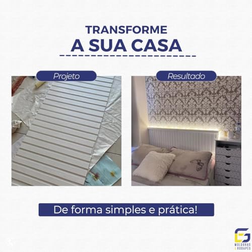 Moldura Painel Ripado Rodameio Eva Autocolante Liso 3,5cmx5mm 20 Metros (Branco)