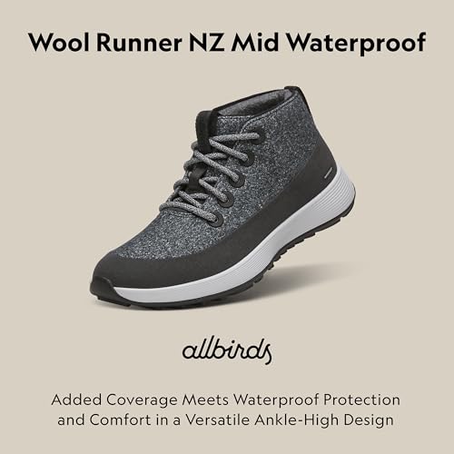 Allbirds Men’s Wool Runner NZ Mid Waterproof, Comfortable Mid-Cut Sneaker with Traction - Dark Grey (Light Grey Sole) - 12.5 Medium