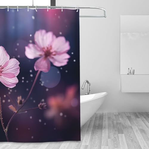 Rideau de douche fleurs floues imperméable pour éviter les éclaboussures au sol - 7