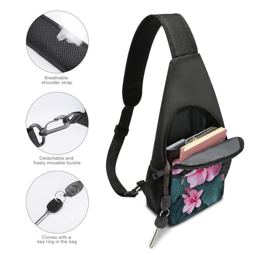 Bolso cruzado casual Hawaii Flower para mujer y hombre miniatura 4