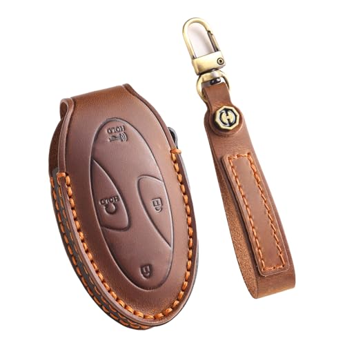 Coque de protection clé Hyundai Ioniq 6 étui cuir marron 7 boutons Kona Ev 2023