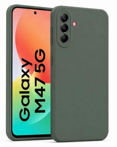 Image of FIRST MART Silicone Back Cover for Samsung Galaxy M47 | Matte Green Anti-Slip Grip Case, Precise Cutouts, Scratch Resistant, Slim Fit | Pack of 1