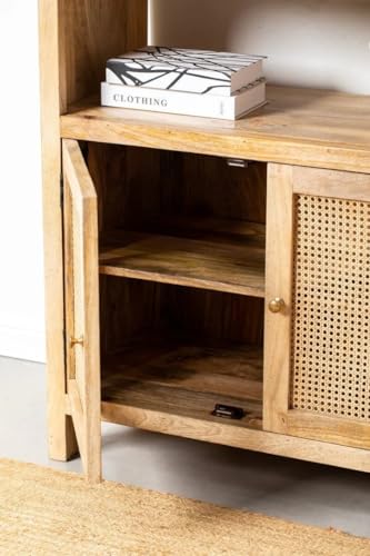 Image of Rattan Wooden Bookshelves Mango Wood
