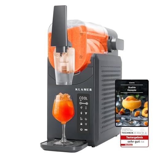 KLAMER Slush Maschine, mit 5 voreingestellten Programmen: Slushie, Cocktail, Milchshake, Frappé, Wein, Automatische Reinigung, 2L Fassungsvolumen, Turbo Freeze, kein Eis erforderlich
