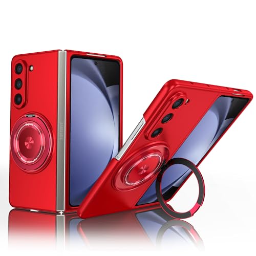 SKYLMW for Samsung Galaxy Z Fold 6 Case with 360° Rotatable Magnetic Ring Stand, Slim Thin Matte Protective Phone Case for Women Men, Red
