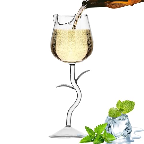 Weinglas, Roséweinglas, Rosenblumenkelche, Wine Glasses, Kreativer Weinbecher, Glasbecher Rotweinkelche Rotweinglas Stielgläser Hochzeitsfeierzubehör Valentinsglaskelch Cocktailkelche
