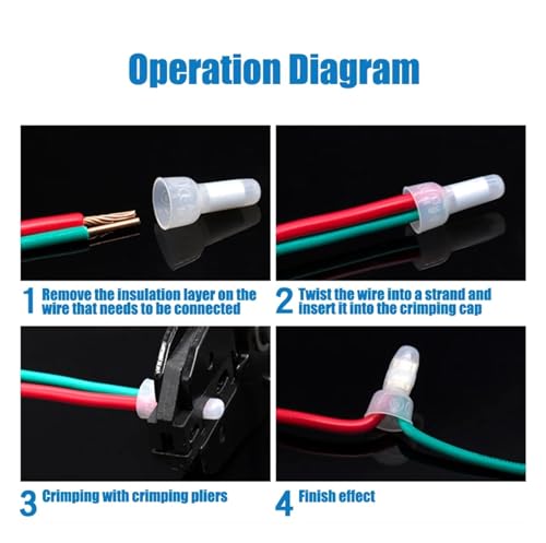 Conector de terminal de engarzado de extremo cerrado CE2 de nailon para cables eléctricos, 100 uds 4