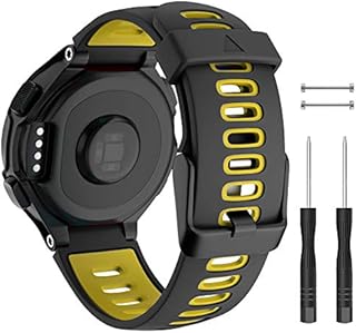 ISABAKE for Garmin Forerunner 735XT/235 Strap Silicone Replacement Band for Forerunner 220/230/620/630, Black Buckle