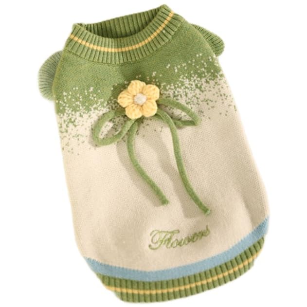 Suéter vestido flores para perro pequeño verde XS