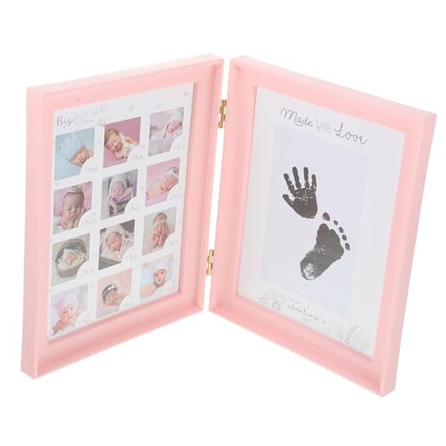 Alipis First Year Photo Frame Handprint Footprint Keepsake Decor for Newborns for Nursery Display Soft Frame for Cherishing Milestones