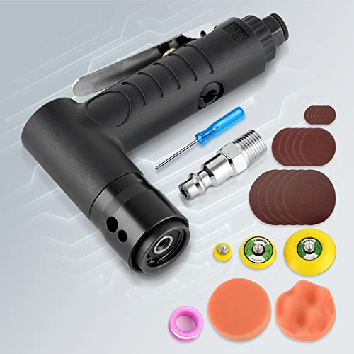Mini Air Sander, 1/2/3 inch Random Orbital Air Sander Kit, Dual Action DA Sander, Pneumatic Sander&Polisher Set for Auto Body Work Woodworking, Small Sander Sanding Machine for Car/Wood