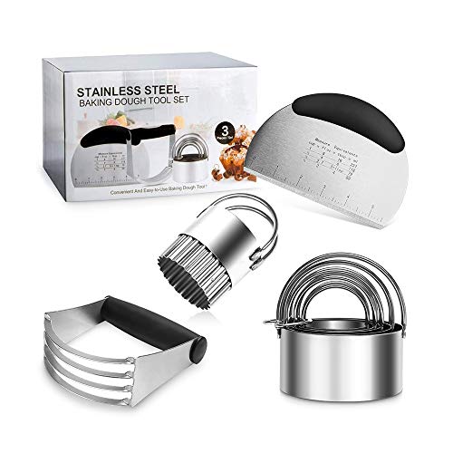 Stainless Steel Pastry Cutter Set Pastry BlenderDough Scraper and Biscuit Cutter SetPastry Knifet Set Professional Heavy Duty Baking Tools for Kitchen